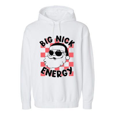 Big Nick Santa Energy Funny Retro Groovy Funny Christmas Garment-Dyed Fleece Hoodie