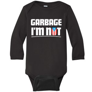 Basura No Soy Puerto Rico Flag Boricua Baby Long Sleeve Bodysuit