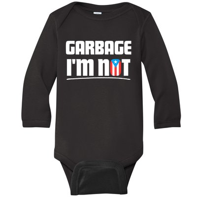 Basura No Soy Puerto Rico Flag Boricua Baby Long Sleeve Bodysuit