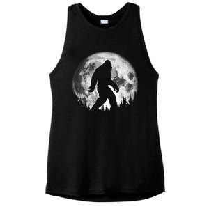 Bigfoot Night Stroll! Cool Full Moon & Trees Sasquatch Ladies PosiCharge Tri-Blend Wicking Tank