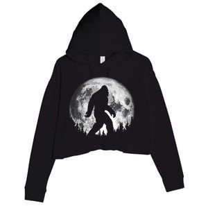 Bigfoot Night Stroll! Cool Full Moon & Trees Sasquatch Crop Fleece Hoodie