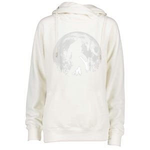 Bigfoot Night Stroll! Cool Full Moon & Trees Sasquatch Womens Funnel Neck Pullover Hood