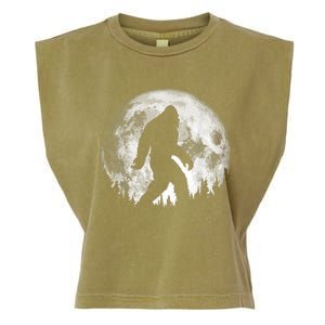 Bigfoot Night Stroll! Cool Full Moon & Trees Sasquatch Garment-Dyed Women's Muscle Tee