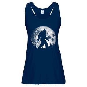 Bigfoot Night Stroll! Cool Full Moon & Trees Sasquatch Ladies Essential Flowy Tank