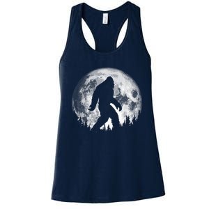 Bigfoot Night Stroll! Cool Full Moon & Trees Sasquatch Women's Racerback Tank