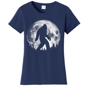 Bigfoot Night Stroll! Cool Full Moon & Trees Sasquatch Women's T-Shirt