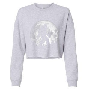 Bigfoot Night Stroll! Cool Full Moon & Trees Sasquatch Cropped Pullover Crew