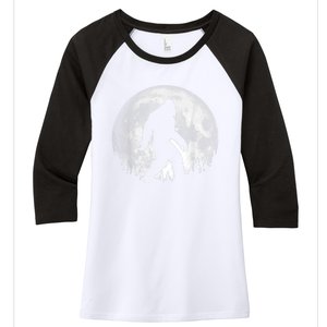 Bigfoot Night Stroll! Cool Full Moon & Trees Sasquatch Women's Tri-Blend 3/4-Sleeve Raglan Shirt