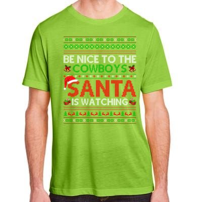 Be Nice To The Cow Santa Is Watching Ugly Christmas Gift Adult ChromaSoft Performance T-Shirt