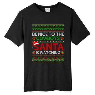 Be Nice To The Cow Santa Is Watching Ugly Christmas Gift Tall Fusion ChromaSoft Performance T-Shirt