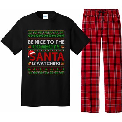 Be Nice To The Cow Santa Is Watching Ugly Christmas Gift Pajama Set