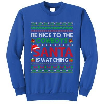 Be Nice To The Cow Santa Is Watching Ugly Christmas Gift Sweatshirt