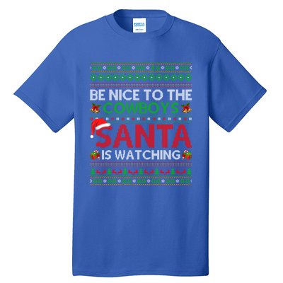 Be Nice To The Cow Santa Is Watching Ugly Christmas Gift Tall T-Shirt