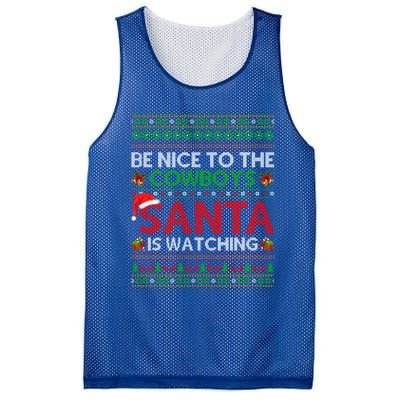 Be Nice To The Cow Santa Is Watching Ugly Christmas Gift Mesh Reversible Basketball Jersey Tank