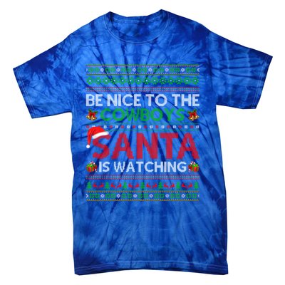 Be Nice To The Cow Santa Is Watching Ugly Christmas Gift Tie-Dye T-Shirt