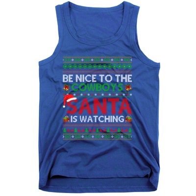 Be Nice To The Cow Santa Is Watching Ugly Christmas Gift Tank Top