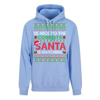 Be Nice To The Cow Santa Is Watching Ugly Christmas Gift Unisex Surf Hoodie