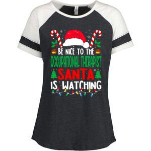 Be Nice To The Occupational Therapist Santa Christmas Funny Gift Enza Ladies Jersey Colorblock Tee