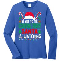 Be Nice To The Occupational Therapist Santa Christmas Funny Gift Ladies Long Sleeve Shirt