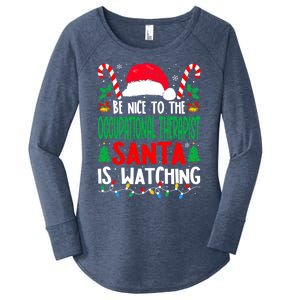 Be Nice To The Occupational Therapist Santa Christmas Funny Gift Women's Perfect Tri Tunic Long Sleeve Shirt