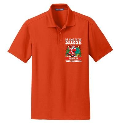 Be Nice To The Nurse Santa Is Watching Christmas Xmas Party Gift Dry Zone Grid Polo