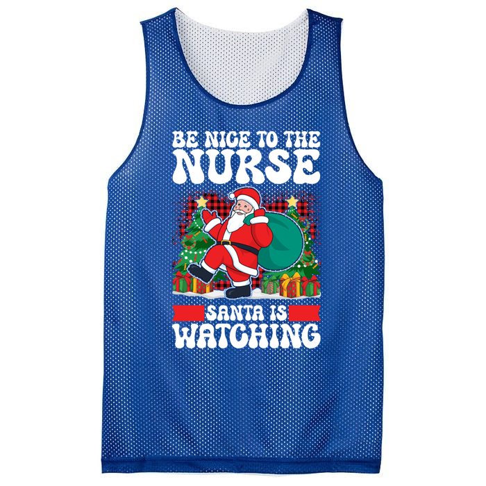 Be Nice To The Nurse Santa Is Watching Christmas Xmas Party Gift Mesh Reversible Basketball Jersey Tank