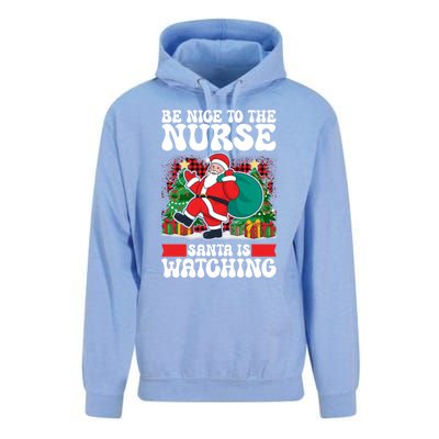 Be Nice To The Nurse Santa Is Watching Christmas Xmas Party Gift Unisex Surf Hoodie