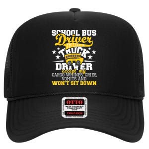 Be Nice To The Bus Driver Funny School Bus Driver Gift High Crown Mesh Back Trucker Hat