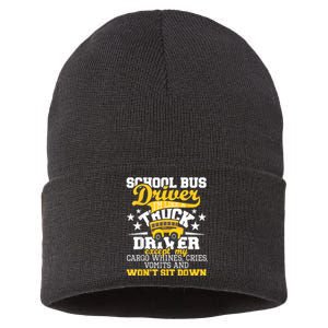 Be Nice To The Bus Driver Funny School Bus Driver Gift Sustainable Knit Beanie