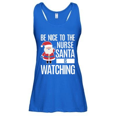 Be Nice To The Nurse Santa Is Watching Gift Ladies Essential Flowy Tank