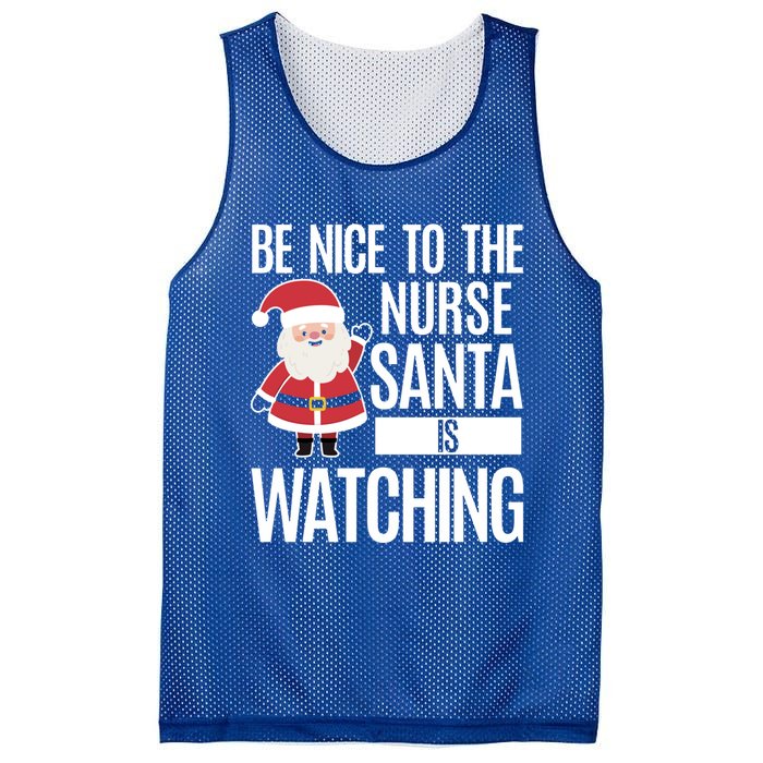 Be Nice To The Nurse Santa Is Watching Gift Mesh Reversible Basketball Jersey Tank