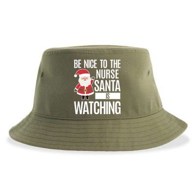 Be Nice To The Nurse Santa Is Watching Gift Sustainable Bucket Hat