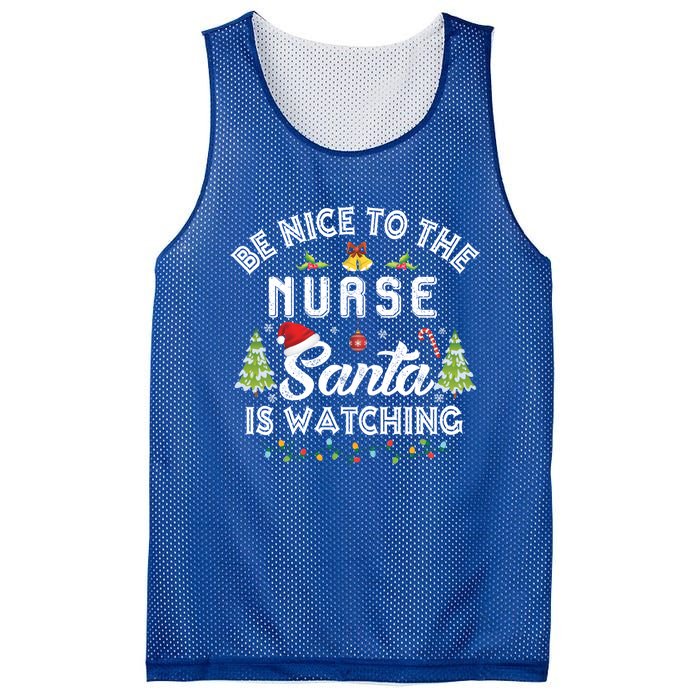 Be Nice To The Nurse Santa Is Watching Matching Christmas Gift Mesh Reversible Basketball Jersey Tank