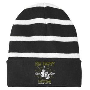 Biz Nasty Took Some Gave More Gym Spittin’ Chiclets Striped Beanie with Solid Band