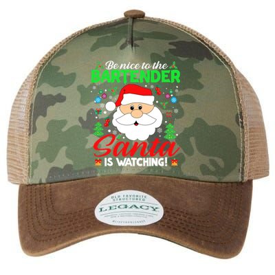 Be Nice To The Bartender Santa Is Watching Funny Xmas Funny Gift Cute Gift Legacy Tie Dye Trucker Hat