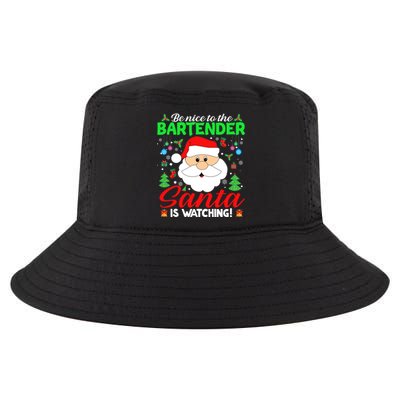 Be Nice To The Bartender Santa Is Watching Funny Xmas Funny Gift Cute Gift Cool Comfort Performance Bucket Hat