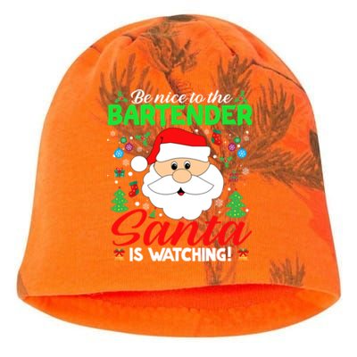 Be Nice To The Bartender Santa Is Watching Funny Xmas Funny Gift Cute Gift Kati - Camo Knit Beanie