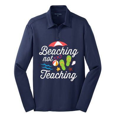 Beaching Not Teaching Teacher Design Silk Touch Performance Long Sleeve Polo