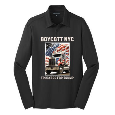 Boycott Nyc Truckers For Trump Silk Touch Performance Long Sleeve Polo