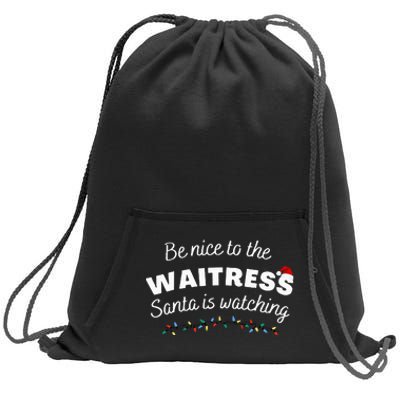 Be nice to the waitress Santa is Watching Funny Xmas Sweatshirt Cinch Pack Bag