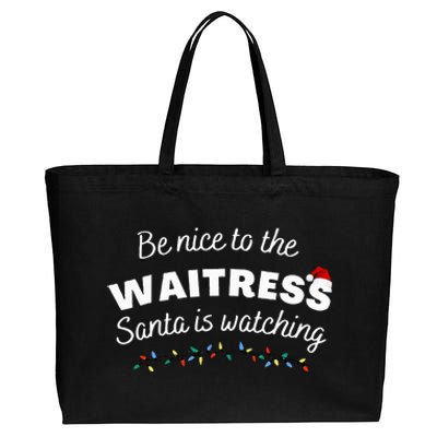 Be nice to the waitress Santa is Watching Funny Xmas Cotton Canvas Jumbo Tote