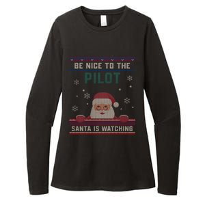 Be Nice To The Pilot Santa Is Watching Christmas Funny Gift Womens CVC Long Sleeve Shirt