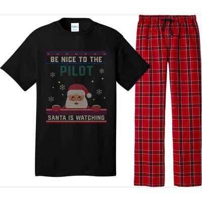 Be Nice To The Pilot Santa Is Watching Christmas Funny Gift Pajama Set