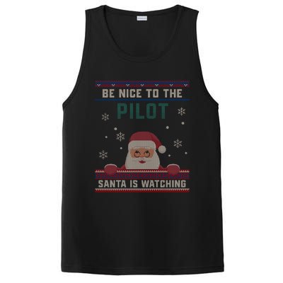 Be Nice To The Pilot Santa Is Watching Christmas Funny Gift PosiCharge Competitor Tank