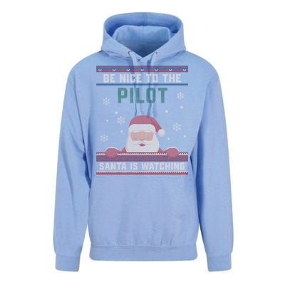 Be Nice To The Pilot Santa Is Watching Christmas Funny Gift Unisex Surf Hoodie