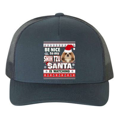 Be Nice To Me I Know Santa Shih Tzu Dog Christmas Great Gift Yupoong Adult 5-Panel Trucker Hat