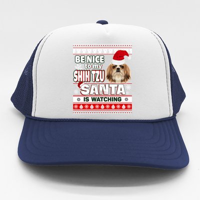 Be Nice To Me I Know Santa Shih Tzu Dog Christmas Great Gift Trucker Hat