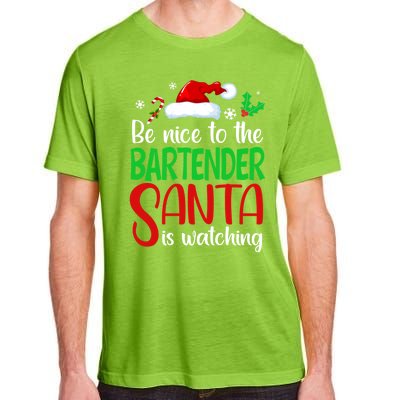 Be Nice To The Bartender Santa Is Watching Xmas Gift Adult ChromaSoft Performance T-Shirt