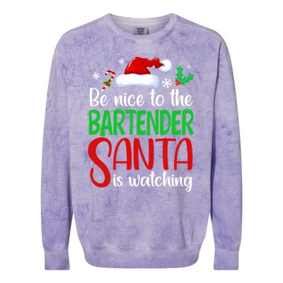 Be Nice To The Bartender Santa Is Watching Xmas Gift Colorblast Crewneck Sweatshirt