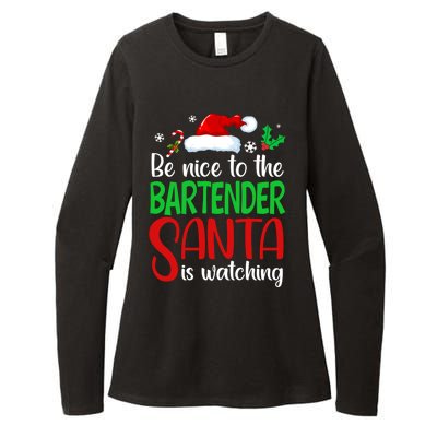 Be Nice To The Bartender Santa Is Watching Xmas Gift Womens CVC Long Sleeve Shirt